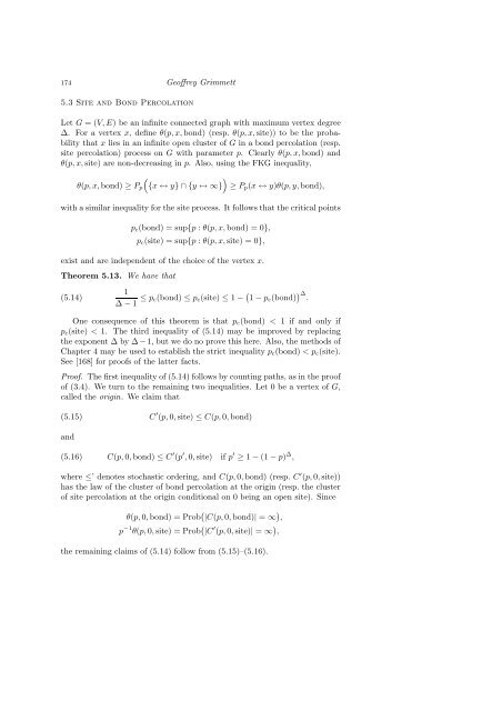 PERCOLATION AND DISORDERED SYSTEMS Geoffrey GRIMMETT