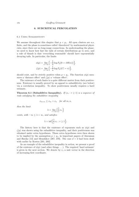 PERCOLATION AND DISORDERED SYSTEMS Geoffrey GRIMMETT