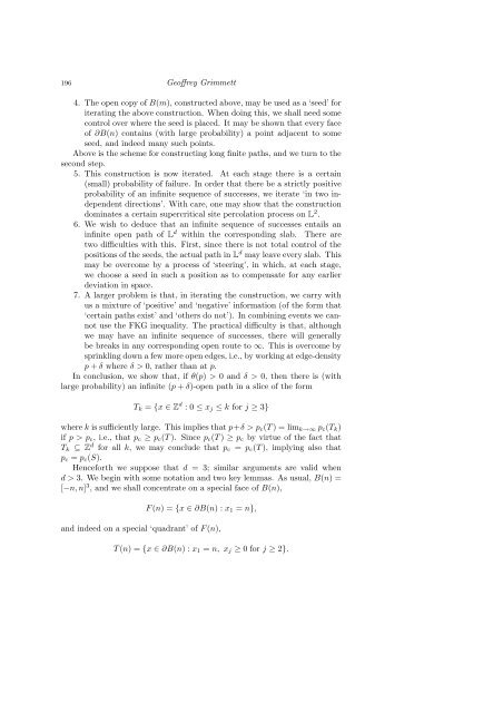 PERCOLATION AND DISORDERED SYSTEMS Geoffrey GRIMMETT