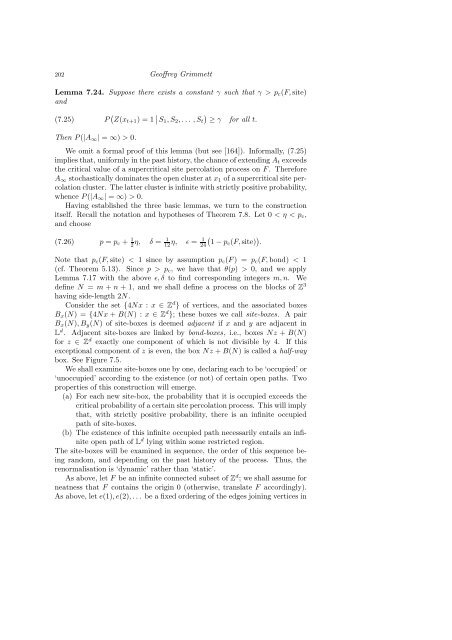 PERCOLATION AND DISORDERED SYSTEMS Geoffrey GRIMMETT