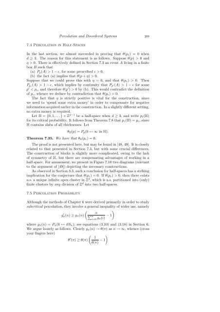 PERCOLATION AND DISORDERED SYSTEMS Geoffrey GRIMMETT