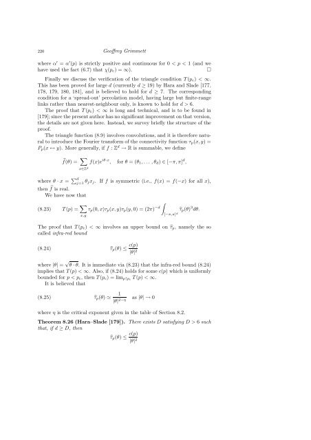PERCOLATION AND DISORDERED SYSTEMS Geoffrey GRIMMETT