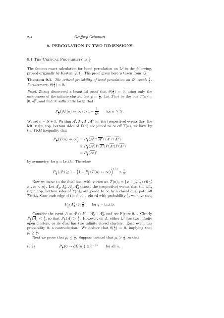 PERCOLATION AND DISORDERED SYSTEMS Geoffrey GRIMMETT