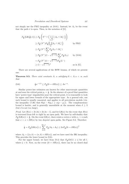 PERCOLATION AND DISORDERED SYSTEMS Geoffrey GRIMMETT