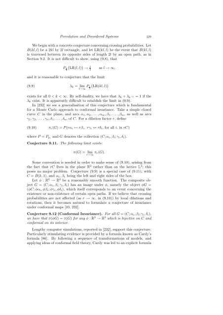 PERCOLATION AND DISORDERED SYSTEMS Geoffrey GRIMMETT