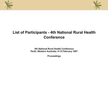 List of Participants - 4th National Rural Health Conference