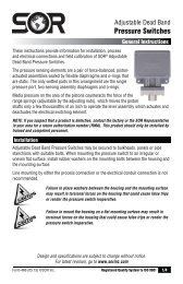 Adjustable Dead Band Pressure Switches - SOR Inc.