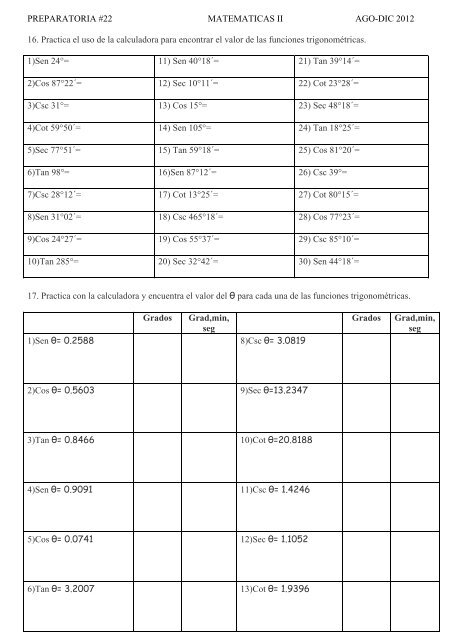 PREPARATORIA #22 MATEMATICAS II AGO-DIC 2012 GUIA DE ...
