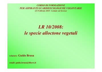 LR 10/2008: le specie alloctone vegetali - Parco Brughiera Briantea