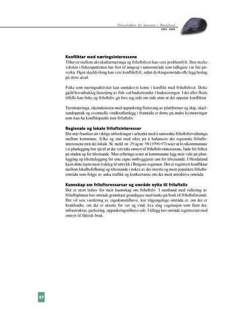 Fylkesdelplan for kystsona 2001-2004 - Hordaland fylkeskommune
