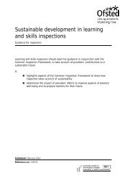 Sustainable Development in Learning and skills Inspections