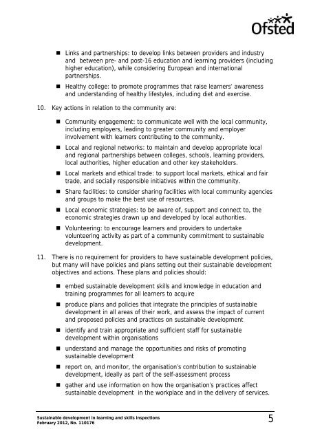 Sustainable Development in Learning and skills Inspections