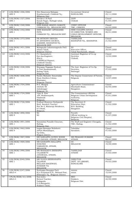 DISPOSAL OF COMPLAINTS OF THE DISTRICT ... - Lokayukta