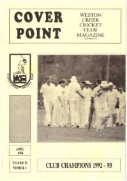 COVER POINT - Weston Creek Cricket Club