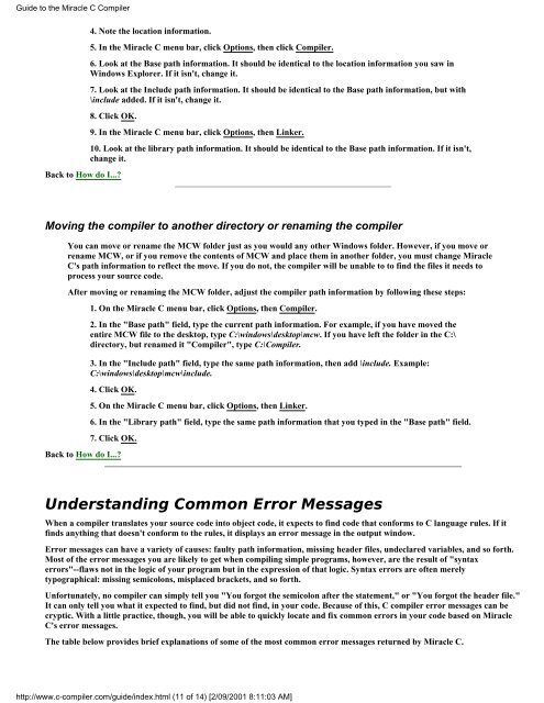 Guide to the Miracle C Compiler