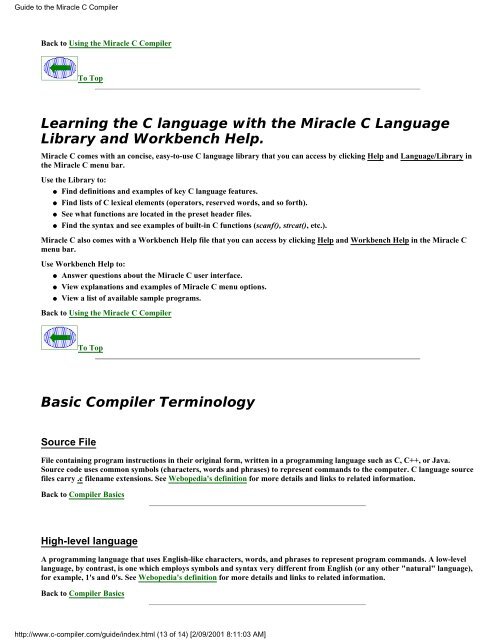 Guide to the Miracle C Compiler