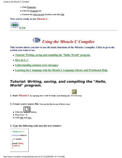Guide to the Miracle C Compiler