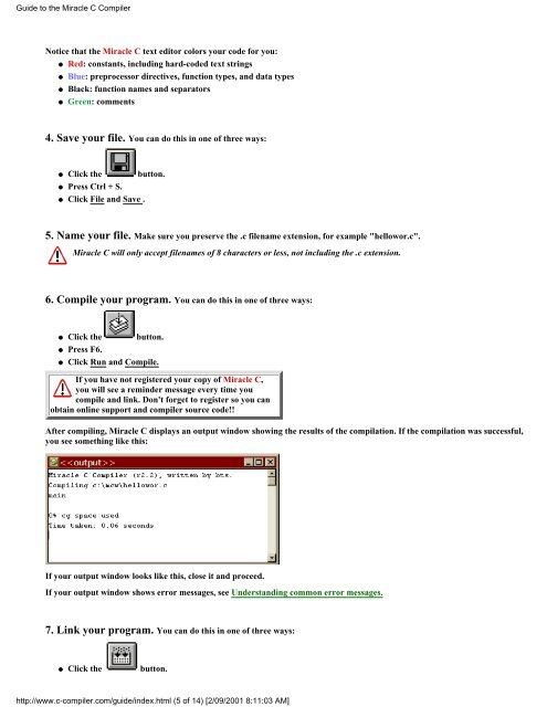 Guide to the Miracle C Compiler