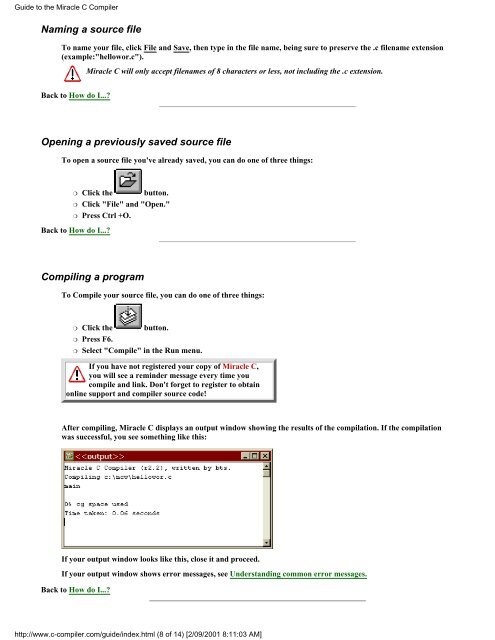 Guide to the Miracle C Compiler