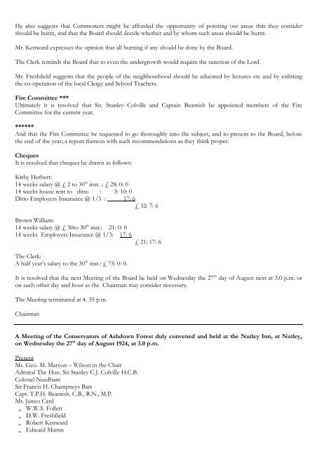 Transcript Historical Minute Book 1923 to 1931 - Ashdown Forest