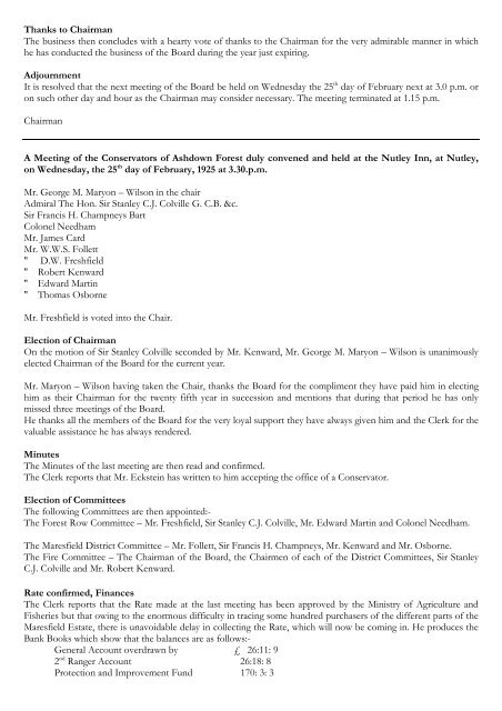 Transcript Historical Minute Book 1923 to 1931 - Ashdown Forest