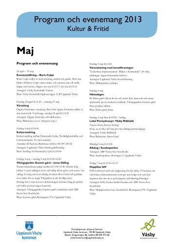 Programblad maj 2013 - Upplands VÃ¤sby kommun