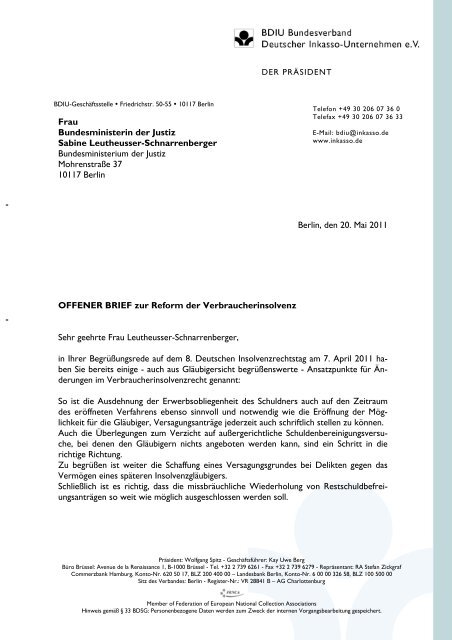Offener Brief - Bundesverband Deutscher Inkasso-Unternehmen e.V.