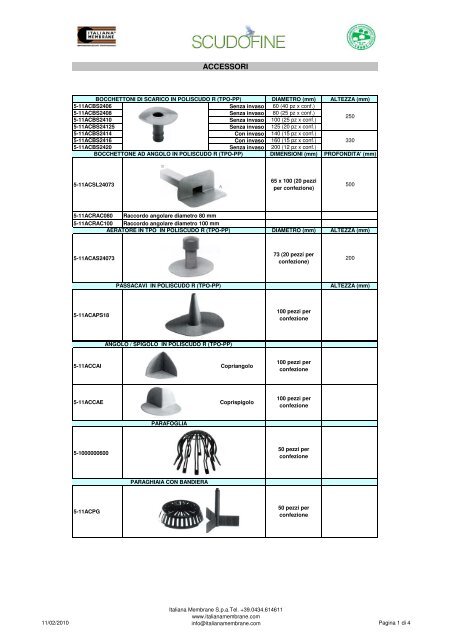 elenco completo accessori rev 0110 - Italiana Membrane