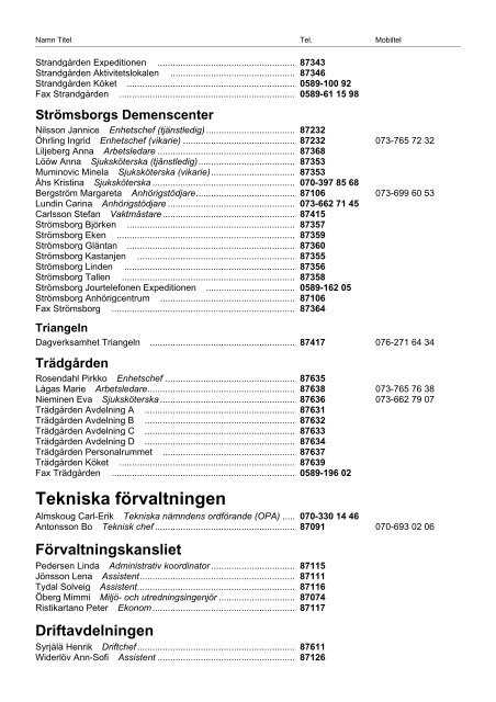 CMG Phone Book - VÃ¤stra MÃ¤lardalens KommunalfÃ¶rbund