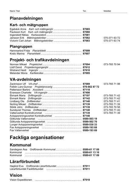 CMG Phone Book - VÃ¤stra MÃ¤lardalens KommunalfÃ¶rbund