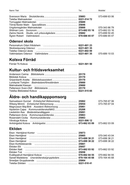 CMG Phone Book - VÃ¤stra MÃ¤lardalens KommunalfÃ¶rbund