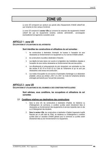 Zone UD approbation - Ville d'Aubervilliers