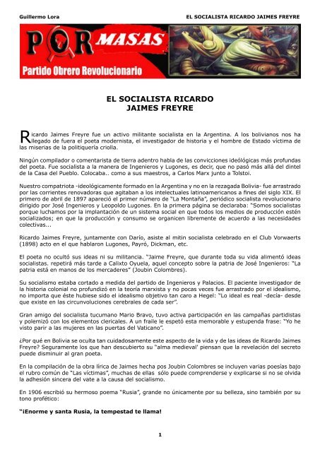 El socialista Ricardo Jaimes Freire - masas.nu