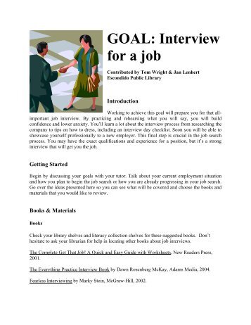 GOAL: Interview for a job - California Library Literacy Services