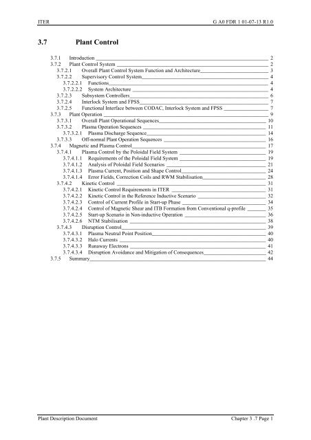 3.7 Plant Control - General Atomics Fusion Group