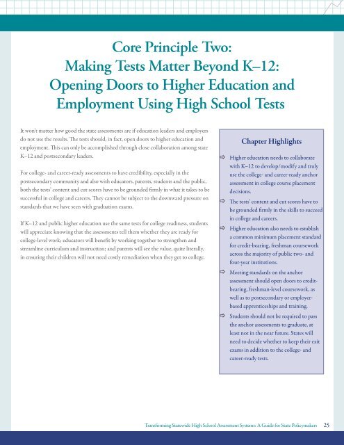 Transforming Statewide High School Assessment Systems: - Achieve