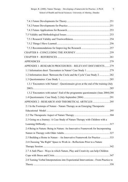 Nature Therapy Developing a Framework for Practice Thesis ...