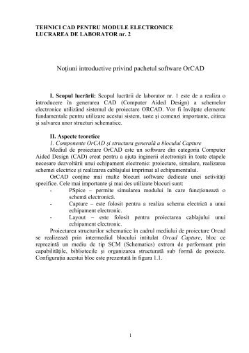 NoÅ£iuni introductive privind pachetul software OrCAD