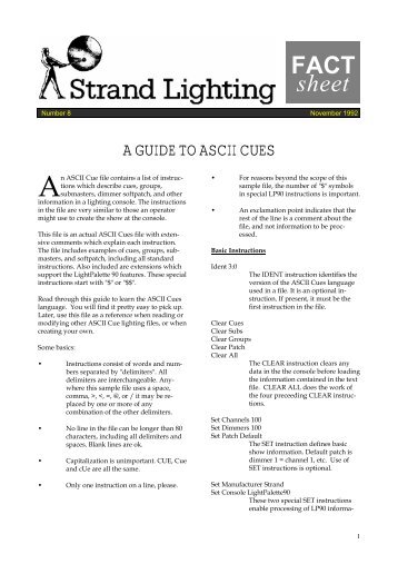 Guide to ASCII Cues - The Strand Archive