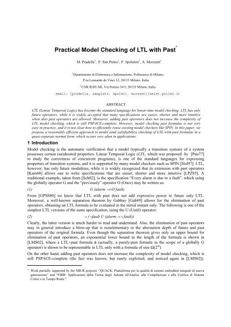 Practical Model Checking of LTL with Past - CiteSeerX