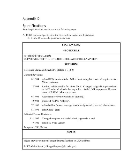 Geotextiles in Embankment Dams - Association of State Dam Safety ...