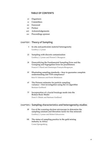 TABLE OF CONTENTS CHAPTER 1 Theory of ... - SAMPLING 2011