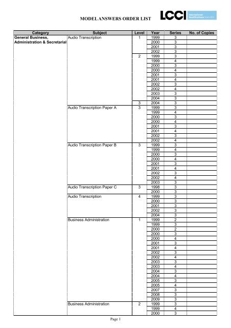 ORDER LIST - Home - LCCI International Qualifications