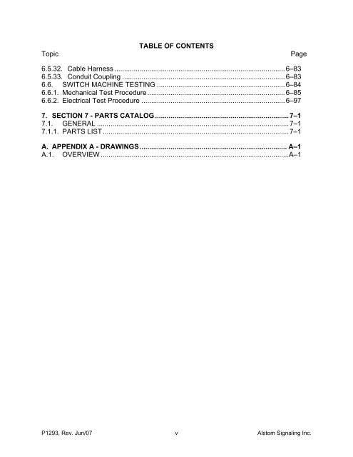 Models 5E, 5F, 5G & 5H Electric Switch Machines: Single ... - Alstom