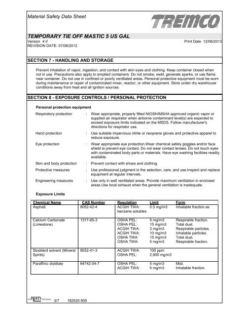 ELITE Temporary Tie Off Mastic - US MSDS - Tremco Roofing