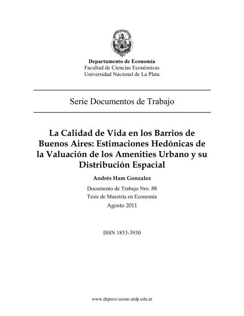 La Calidad de Vida en los Barrios de Buenos Aires: Estimaciones ...