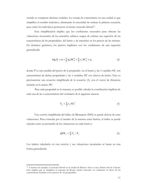 La Calidad de Vida en los Barrios de Buenos Aires: Estimaciones ...