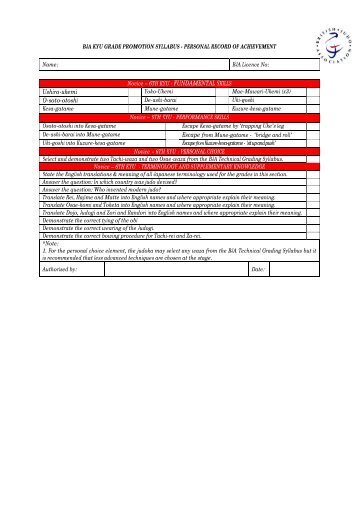 Record of achievement - British Judo Association