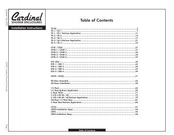 Cardinal Installation Instructions - Cardinal Shower Enclosures