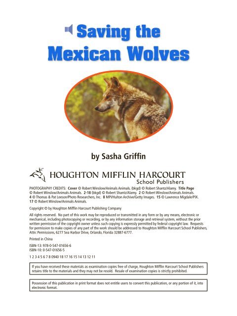 Lesson 10:Saving the Mexican Wolves